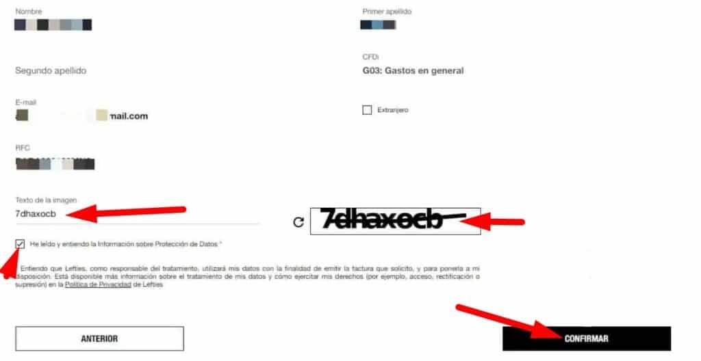 Facturacion Lefties Mexico Comprobar datos