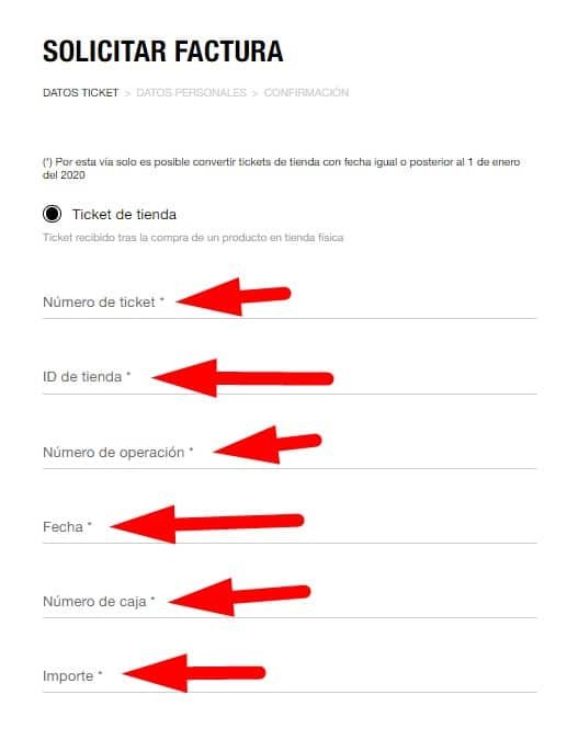 Facturacion Lefties Mexico Datos del ticket