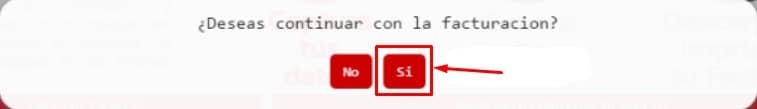 Facturacion AU Continuar con la facturacion