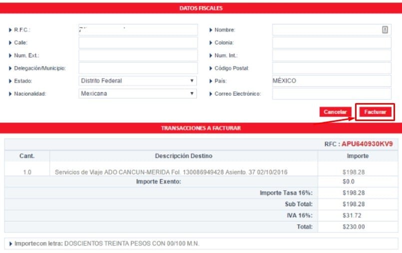 Facturacion AU Datos fiscales