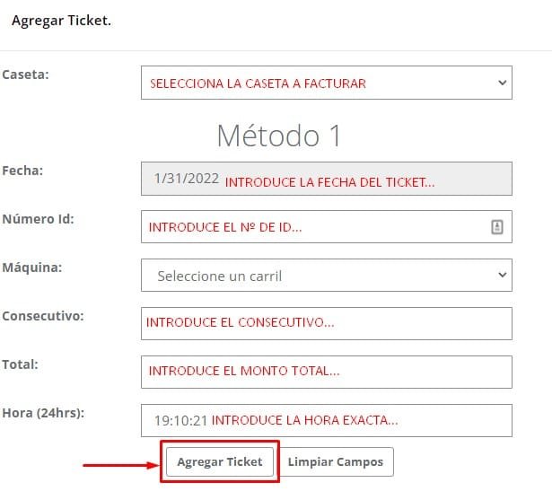 Facturacion Autopista Mexico La Marquesa Datos del ticket Facturacion Autopista Mexico La Marquesa Datos del ticket