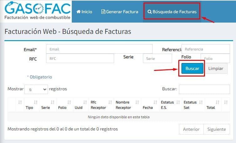 Facturacion Servicio Robledo Busqueda de Factura