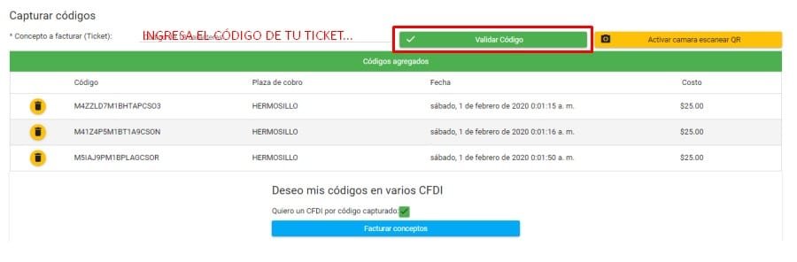 Facturacion Caseta Palmillas Validar tickets Facturacion Caseta Palmillas Validar tickets