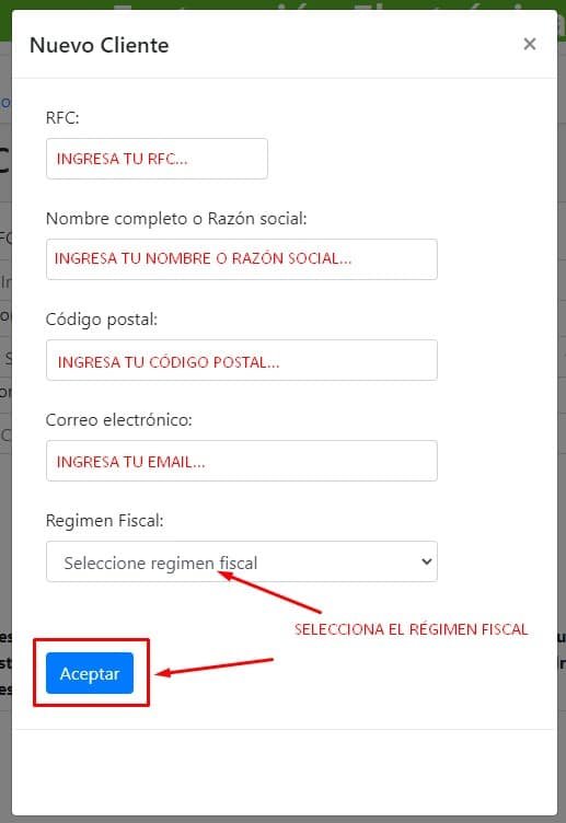 Facturacion Super Fasti Datos de cliente
