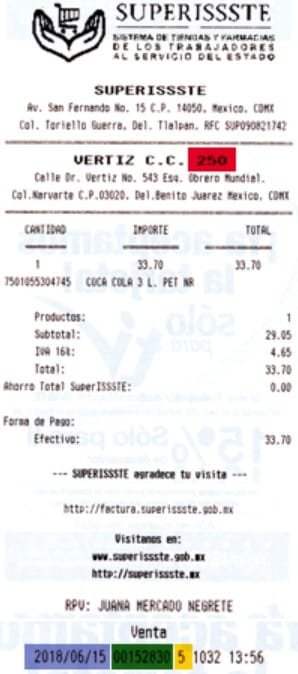 Facturacion SUPERISSSTE Ticket de ejemplo