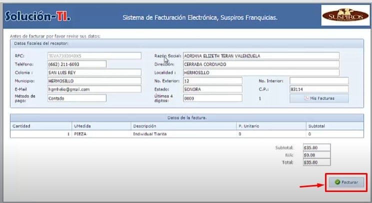 Facturacion Suspiros Datos fiscales Facturacion Suspiros Datos fiscales
