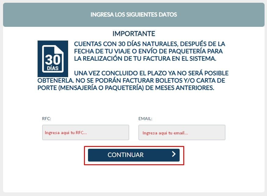 ETN Paqueteria Facturacion RFC y EMAIL