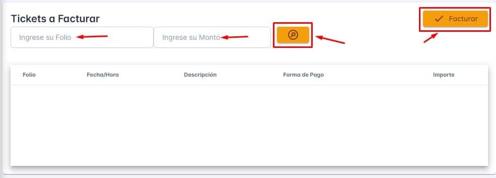 Datos del ticket a facturar de