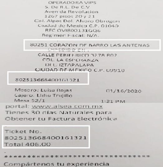 El Porton Facturacion Ticket de Ejemplo