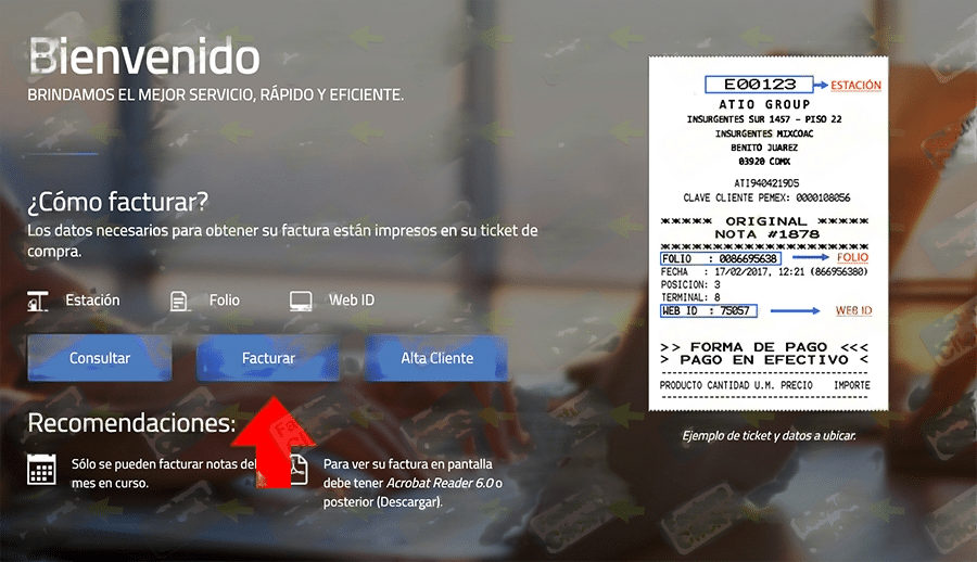 Facturacion 1 Gas Clic en Facturar Facturacion 1 Gas Clic en Facturar