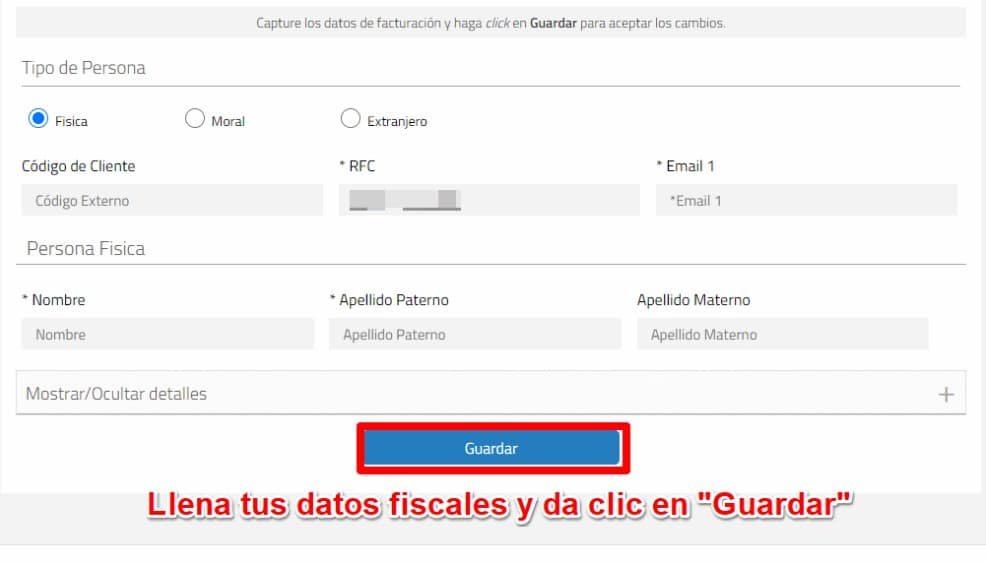 Facturacion 1 Gas Datos fiscales y guardar Facturacion 1 Gas Datos fiscales y guardar