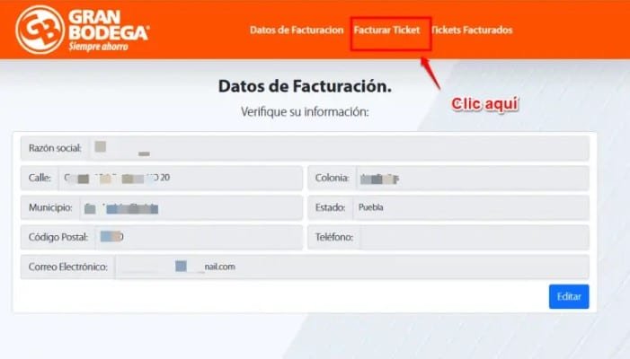 Facturacion La Gran Bodega Facturar Ticket