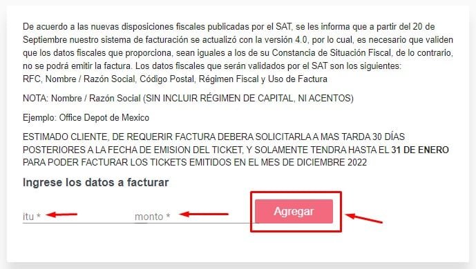 Facturacion Marchand Datos del ticket