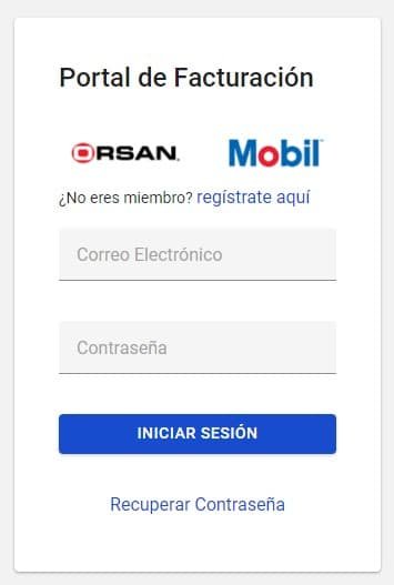 Facturacion Mobil Orsan Inicio de sesion