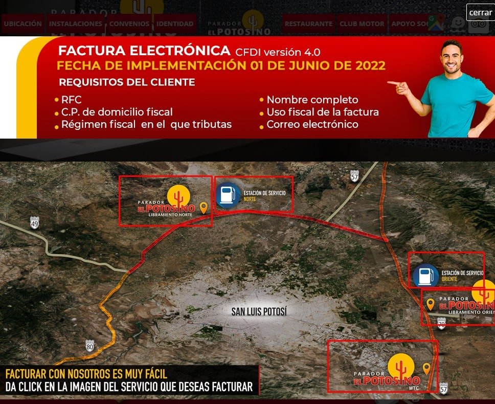 Facturacion Parador el Potosino Seleccionar Sucursal Facturacion Parador el Potosino Seleccionar Sucursal