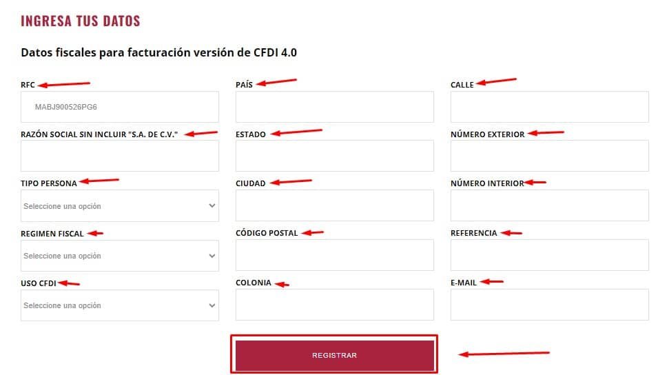 Facturacion SendEx Datos fiscales
