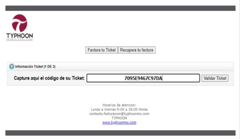 Facturacion Typhoon Ingresar codigo del ticket Facturacion Typhoon Ingresar codigo del ticket