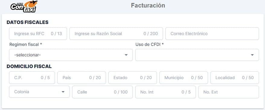 Ingresar datos fiscales