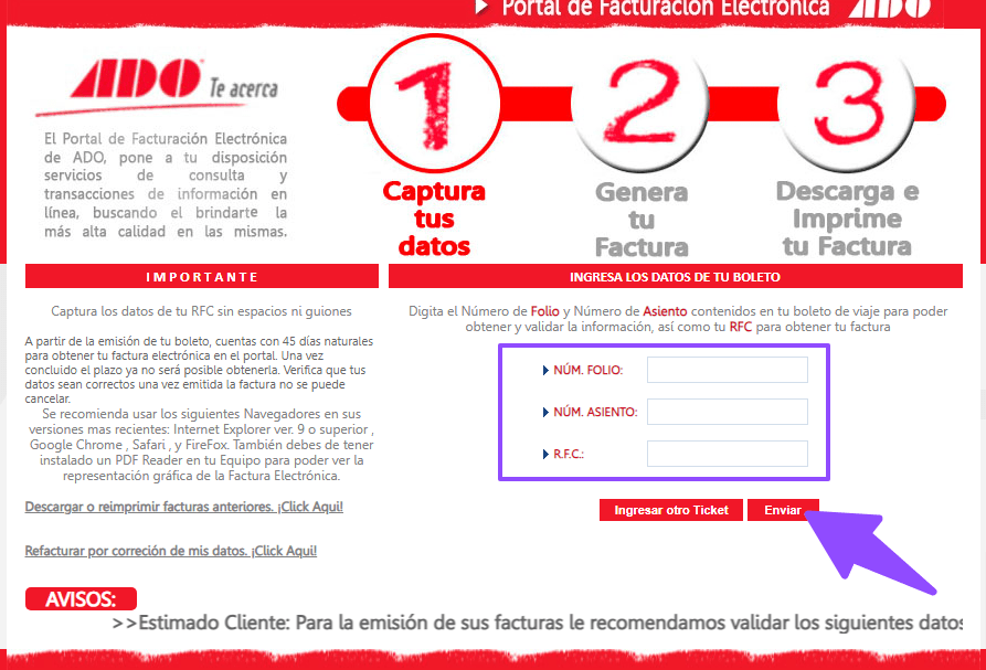 como facturar autobuses occ