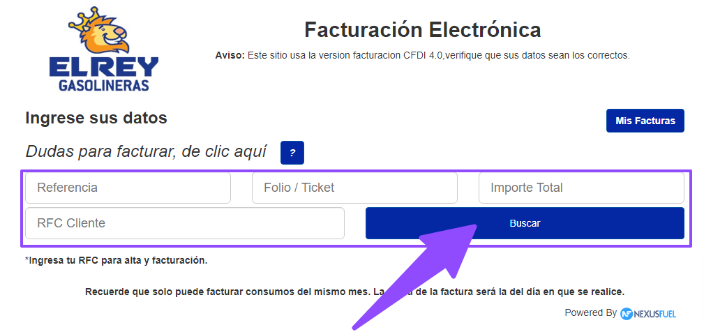 como facturar el rey gasolineras 2