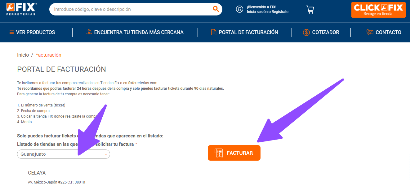 como facturar fix ferreterias