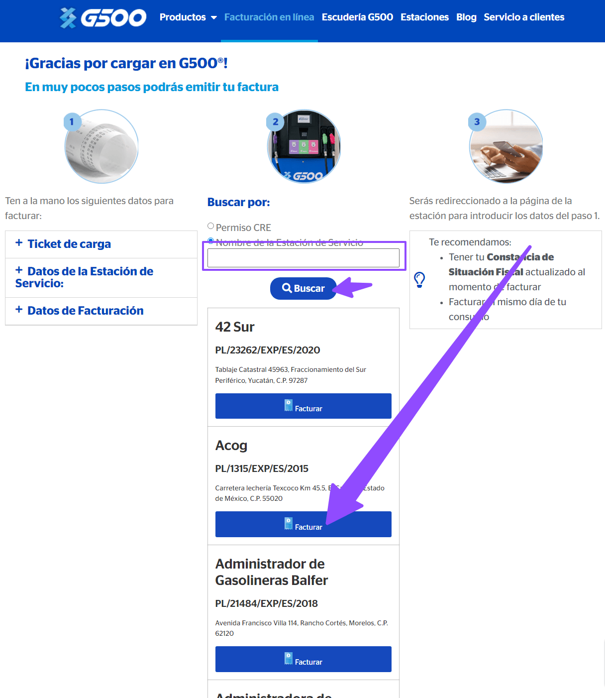 como facturar g500 1