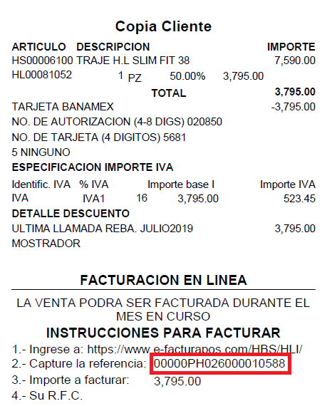 como facturar mens factory