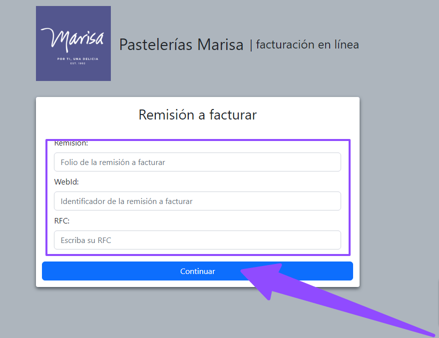 como facturar pastelerias marisa