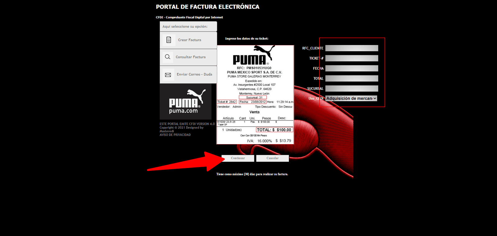 como facturar puma