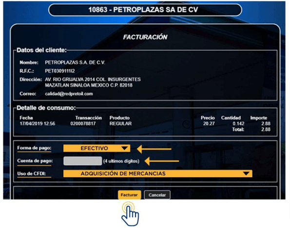como facturar redpetroil petroplazas 3