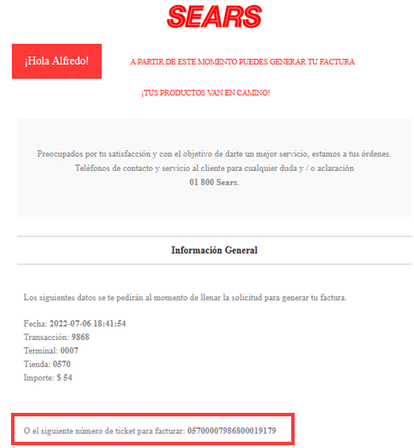 como facturar sears