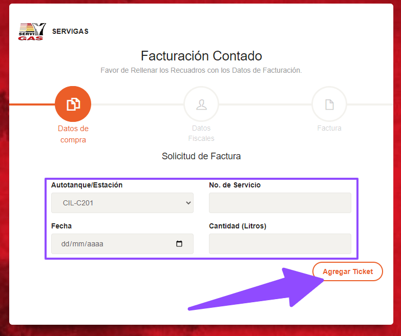 como facturar servigas credito y contado 3