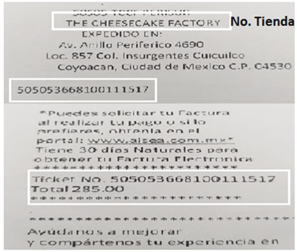 como facturar the cheesecake factory
