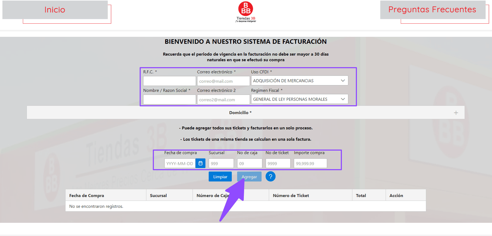 como facturar tiendas 3b 2