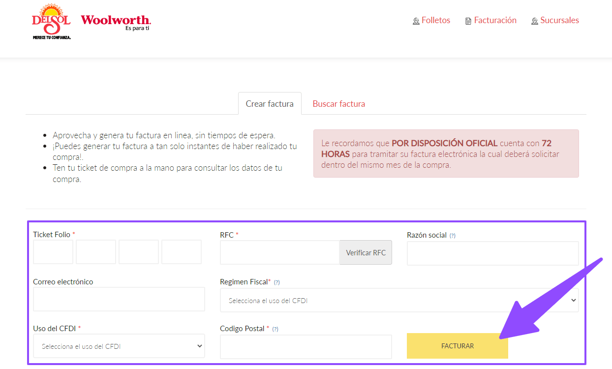 como facturar woolworth
