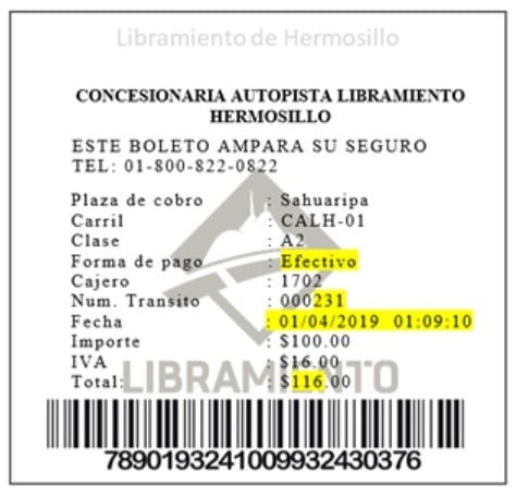 Facturacion Autopista Libramiento Hermosillo Ejemplo ticket Facturacion Autopista Libramiento Hermosillo Ejemplo ticket