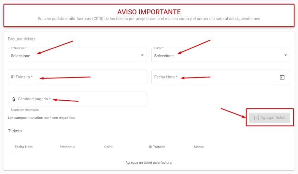 Facturar Autopista Ixtlahuaca Toluca Datos del ticket