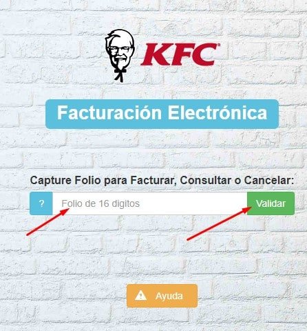 Facturar KFC Monterrey Folio