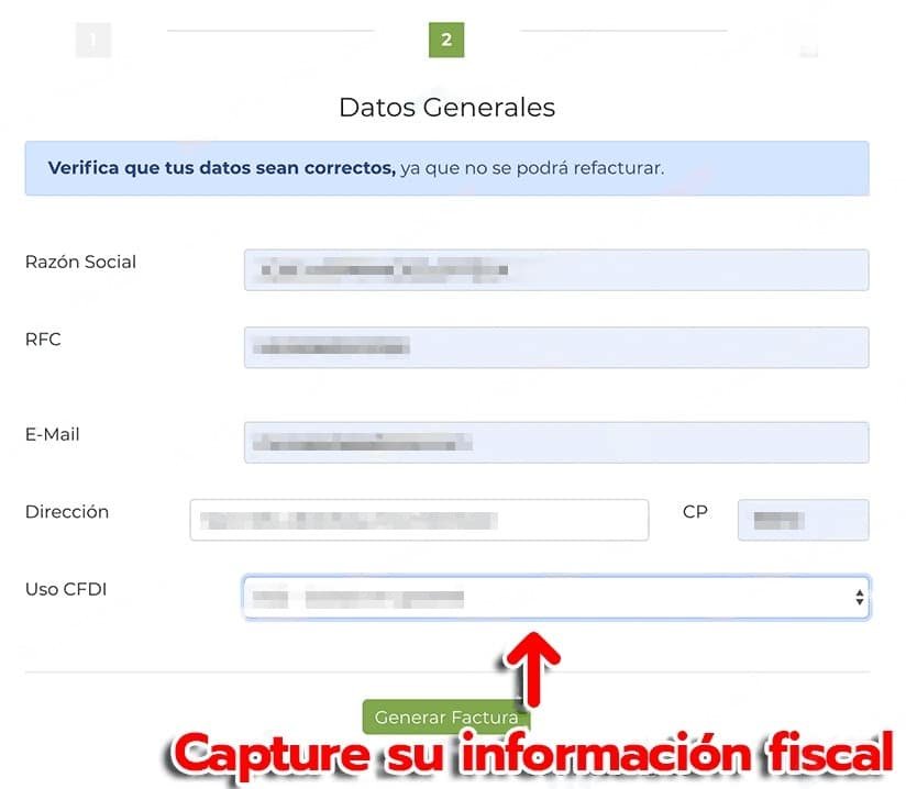 Facturar MOBO Shop Datos fiscales