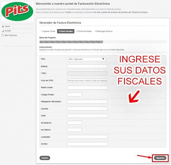 Facturar Pits Datos Fiscales