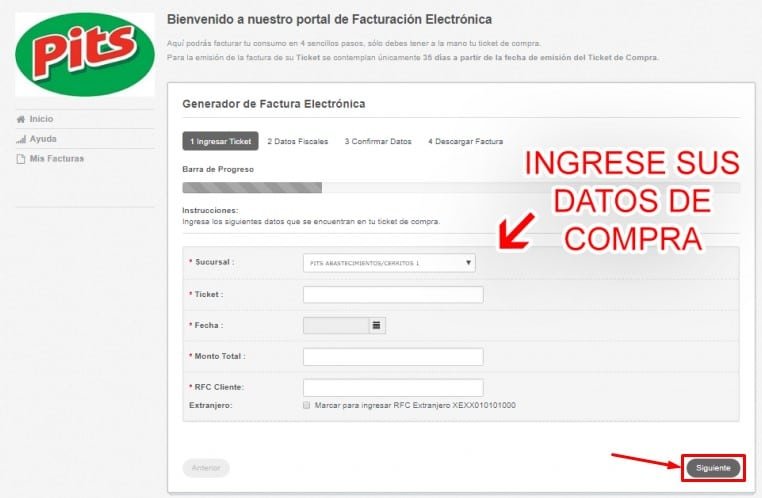 Facturar Pits Datos Ticket