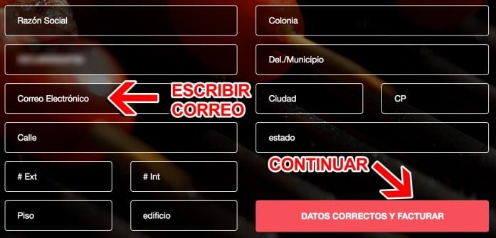 Facturar Sonora Grill Datos fiscales