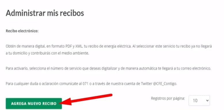 Facturar CFE Agrega nuevo recibo Facturar CFE Agrega nuevo recibo