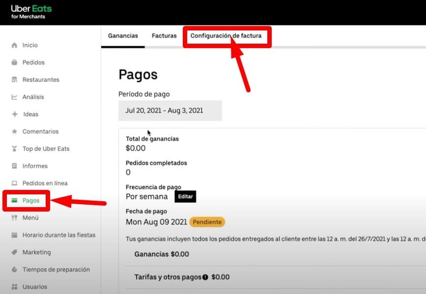 Facturar a Uber Eats Configurar factura Facturar a Uber Eats Configurar factura