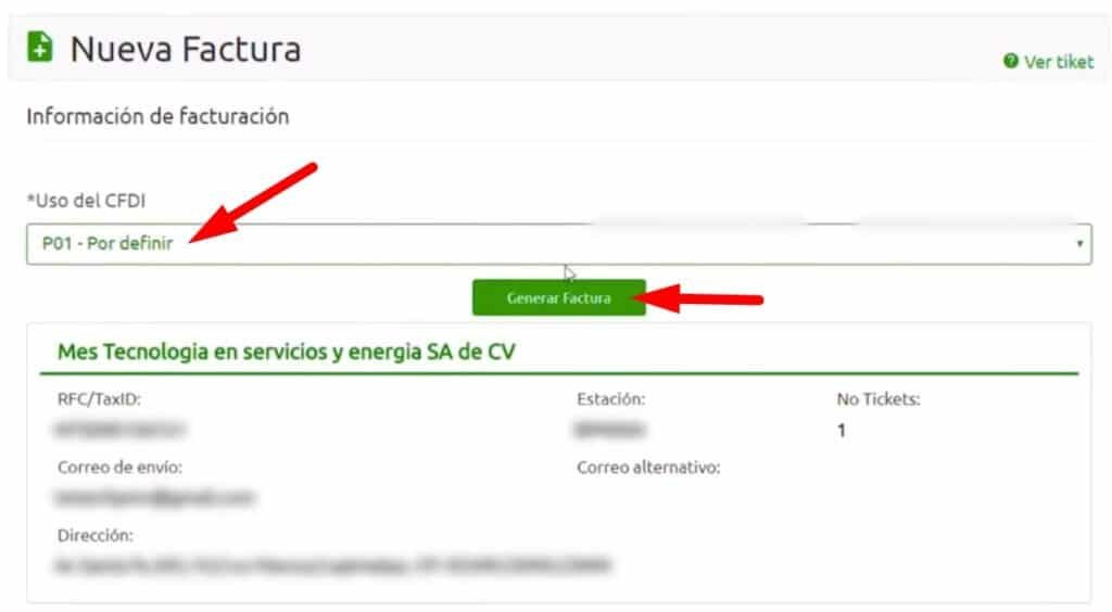 Facturacion BP Uso del CFDI
