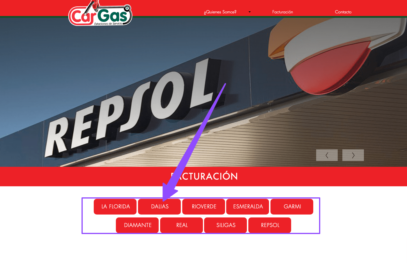 Buscar estacion CarGas facturacion Facturar Tickets ADN Fiscal