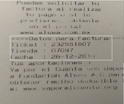 Ejemplo de ticket Burger King Alsea facturar Facturar Tickets ADN Fiscal