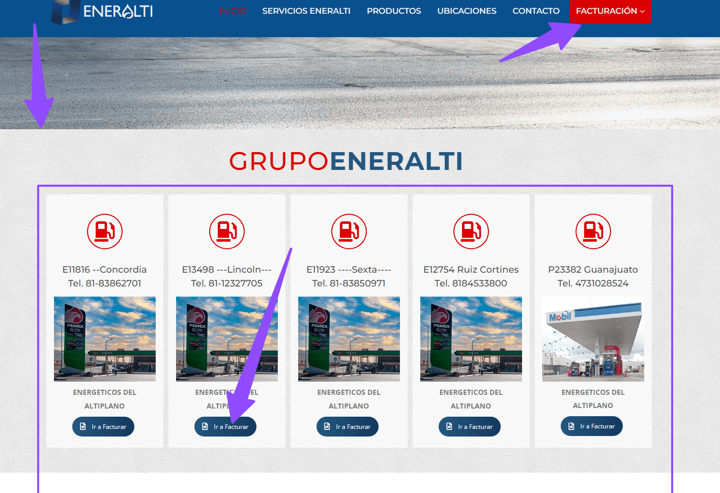 buscar estacion Energeticos del Altiplano grupo eneralti facturar Facturar Tickets ADN Fiscal
