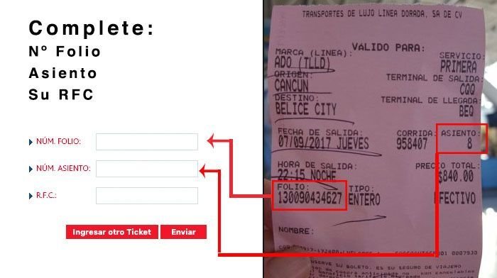 ejemplo boleto autobuses Estrella de Oro facturacion Facturar Tickets ADN Fiscal