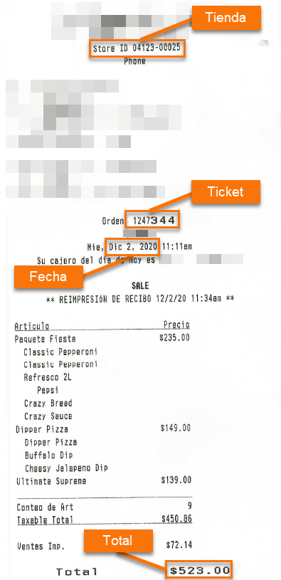 ejemplo datos ticket Cafrema facturacion Facturar Tickets ADN Fiscal